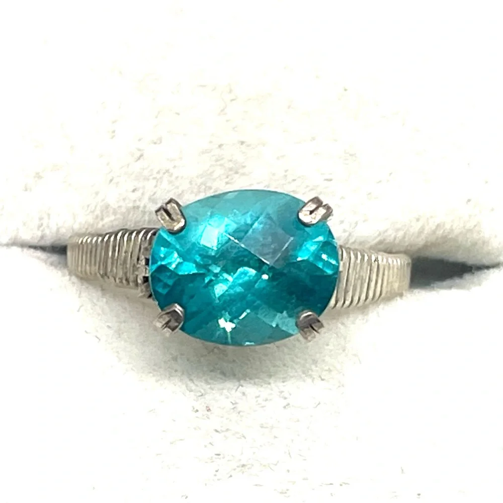 Sterling Wire Wrapped Tourmaline Ring Sz. 10